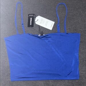 Express Royal Blue Spaghetti Strap Crop Top Body Contour